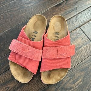 Women’s Kyoto Birkenstocks in red corduroy